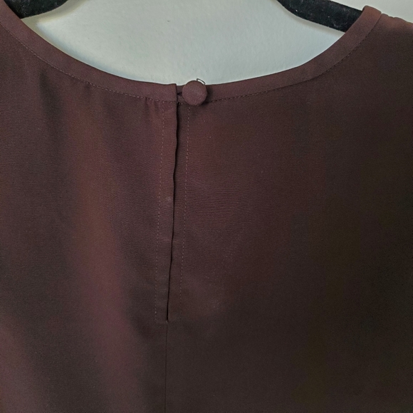 Vtg Liz Claiborne Brown Short Sleeve Round Neck Blouse Size 6 - Picture 7 of 16